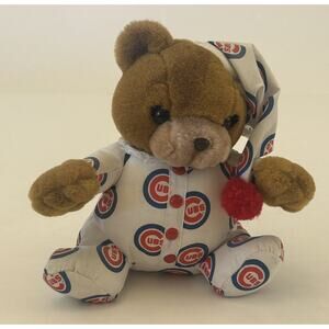 Chicago Cubs Stuffed Plush Teddy Bear W/Pajamas Play By Play Steven 8” VTG